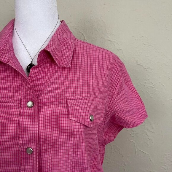 pink gingham vintage 90s button up shirt - Picture 3 of 7